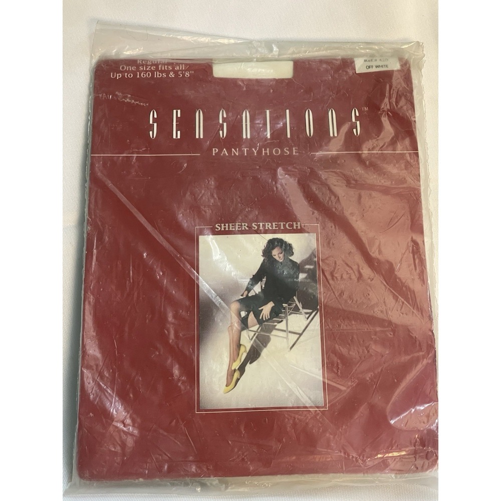 Sensations Pantyhose Regular Fits Up To 160LBS Size‎ Off White NIP Sheer Stretch